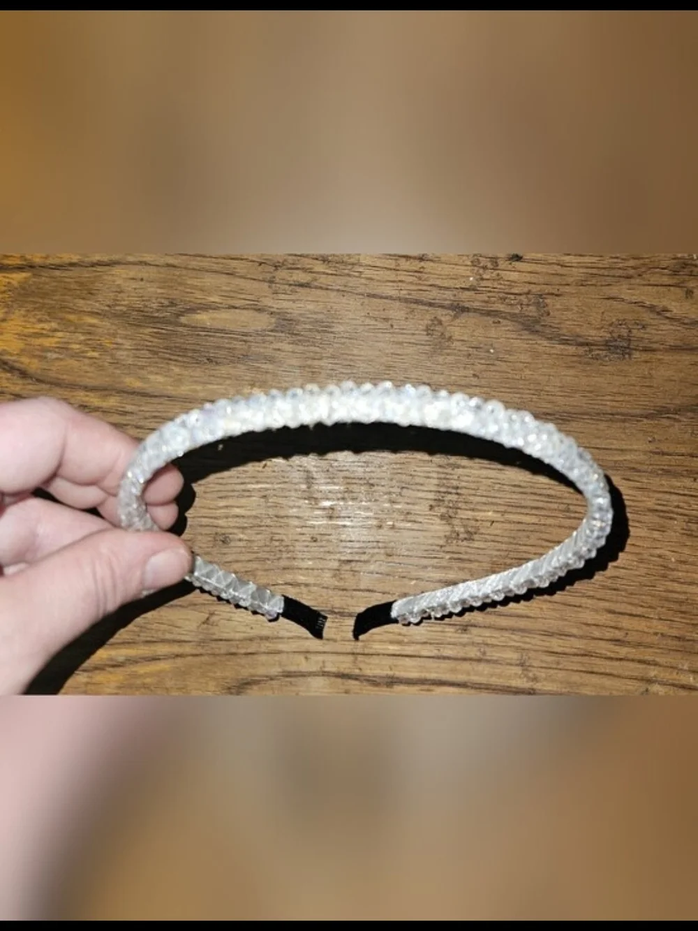 White Crystal Beaded Accent Women's Headband BNIB